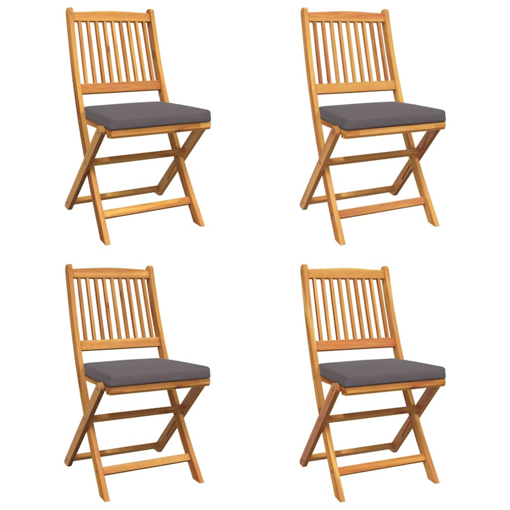 Folding Chair 4 pcs Grey 49 x 57.5 x 92cm Solid Acacia wood